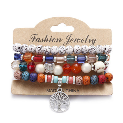 Vintage Bohemia Sieviešu Rokassprādzes Komplekts Šarms Rokas Akmens Pērlītes Pušķi Kuloni Rokassprādzes Pour Les Femmes 4gab/partija