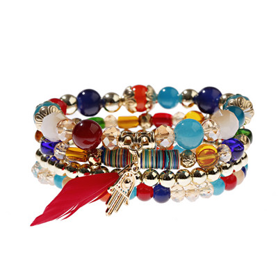 Vintage Bohemia Sieviešu Rokassprādzes Komplekts Šarms Rokas Akmens Pērlītes Pušķi Kuloni Rokassprādzes Pour Les Femmes 4gab/partija