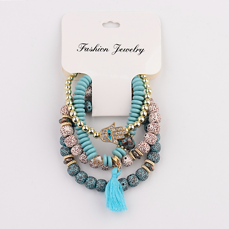 Vintage Bohemia Sieviešu Rokassprādzes Komplekts Šarms Rokas Akmens Pērlītes Pušķi Kuloni Rokassprādzes Pour Les Femmes 4gab/partija