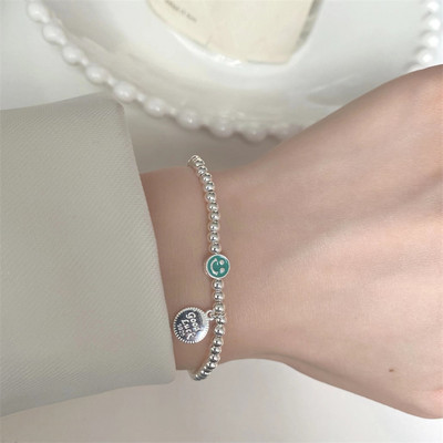 Korejska modna narukvica od srebrnih perli šarenog oblaka s osmijehom na licu duginih boja za žene Djevojke Vintage narukvica Nakit za zabavu Poklon