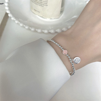 Korejska modna narukvica od srebrnih perli šarenog oblaka s osmijehom na licu duginih boja za žene Djevojke Vintage narukvica Nakit za zabavu Poklon