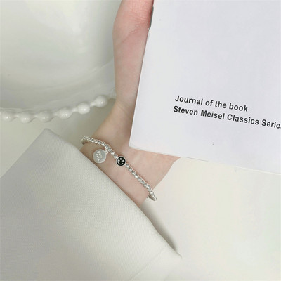 Korejska modna narukvica od srebrnih perli šarenog oblaka s osmijehom na licu duginih boja za žene Djevojke Vintage narukvica Nakit za zabavu Poklon