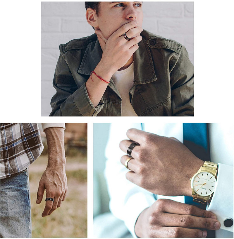 Modni crni vjenčani prsten od nehrđajućeg čelika Crni čelični lanac Muškarci Ženski vjenčani prsten s crvenim ugljičnim vlaknima s keltskim zmajem