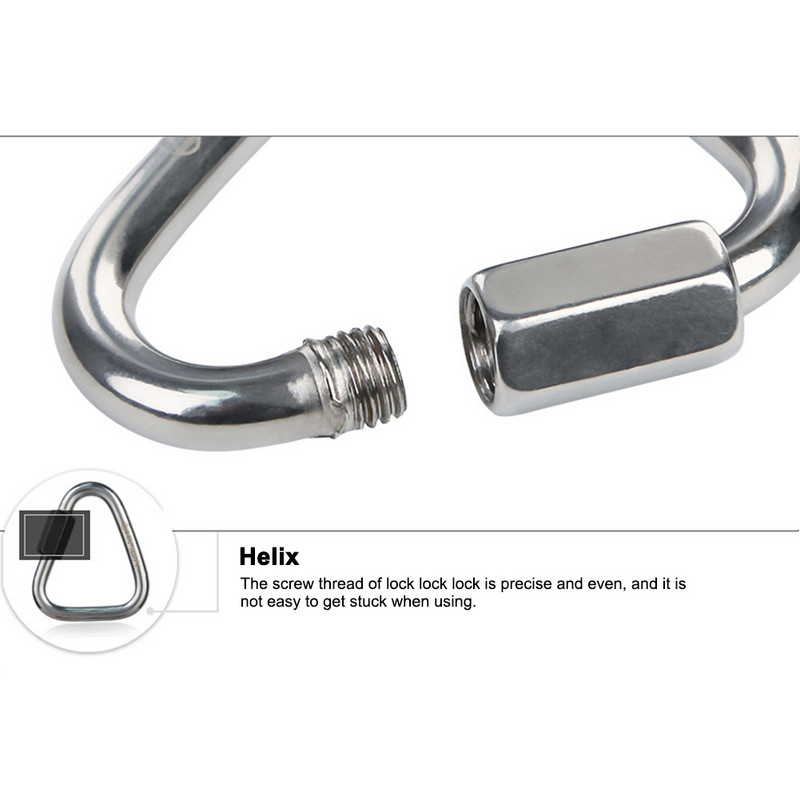 6/8mm lauko 304 nerūdijančio plieno laipiojimo sagtis alpinizmo trikampio saugos jungties diržo užraktas greitas kablio karabinas