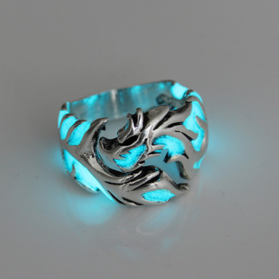 Светещи драконови пръстени Готически регулируеми пръстени от метална смола Уникални бижута за мъже и жени Реколта Хелоуин Anillos Аксесоари Подаръци