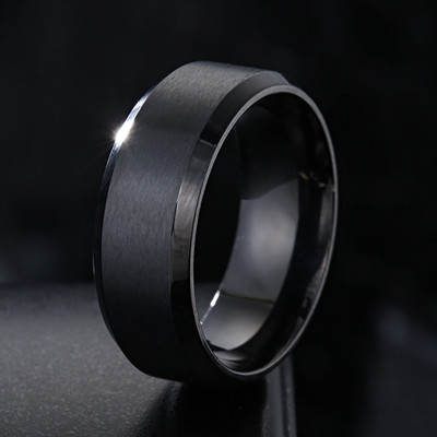 ZORCVENS 2023 Нов моден пънк ретро 8 мм класически пръстен Мъжки черни бижута от неръждаема стомана Сватбен пръстен за мъж