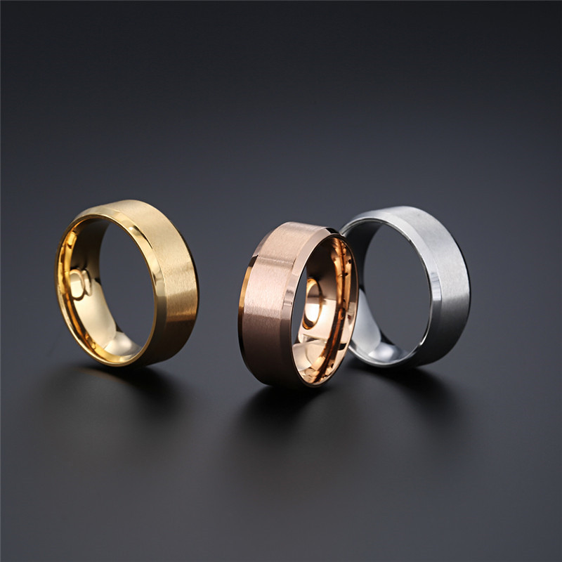 ZORCVENS 2023 Novi modni punk vintage 8 mm klasični prsten muški crni nakit od nehrđajućeg čelika vjenčani prsten za muškarce