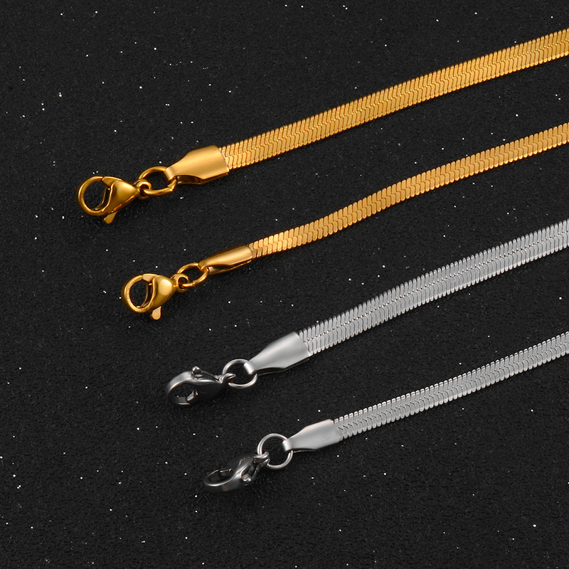 Jauna nerūsējošā tērauda platums 3/4 mm zelta krāsa plakana čūskas ķēde rokassprādze stila modes dāmu rotaslietas ballītes dāvanas