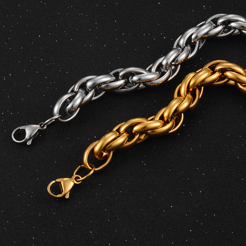Nerūdijančio plieno grandinėlė Retro metalo susukama grandinėlė, plotis 8 mm, vyriški hiphopo mados papuošalai
