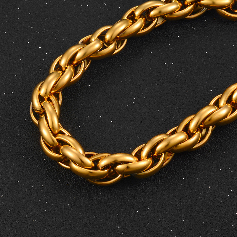Nerūdijančio plieno grandinėlė Retro metalo susukama grandinėlė, plotis 8 mm, vyriški hiphopo mados papuošalai