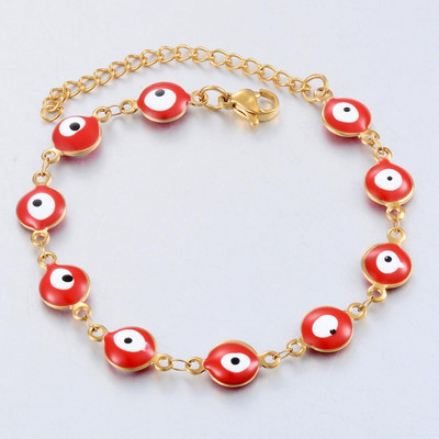 Divatos rozsdamentes acél Evil Eye Zománc gyöngy karkötő ékszer Női Férfi Ajándékok 8mm 16cm+3cm Hossz