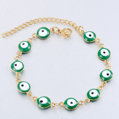 Madingi nerūdijančio plieno Evil Eye emalio karoliukai apyrankės papuošalai moterims vyrams Dovanos 8mm 16cm + 3cm ilgis
