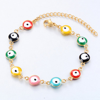 Madingi nerūdijančio plieno Evil Eye emalio karoliukai apyrankės papuošalai moterims vyrams Dovanos 8mm 16cm + 3cm ilgis
