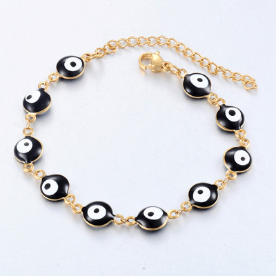 Madingi nerūdijančio plieno Evil Eye emalio karoliukai apyrankės papuošalai moterims vyrams Dovanos 8mm 16cm + 3cm ilgis