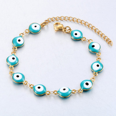 Madingi nerūdijančio plieno Evil Eye emalio karoliukai apyrankės papuošalai moterims vyrams Dovanos 8mm 16cm + 3cm ilgis
