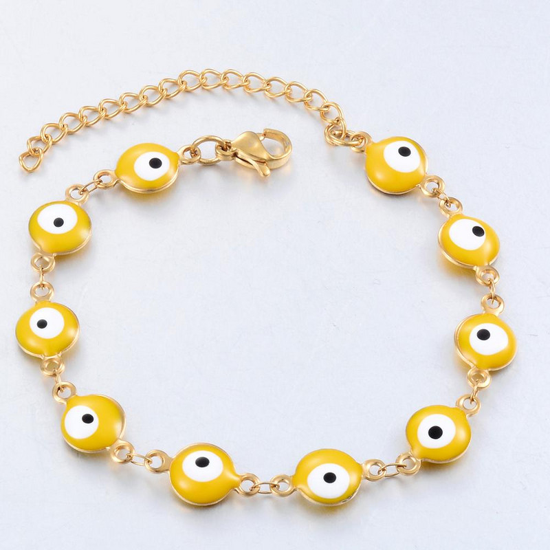 Madingi nerūdijančio plieno Evil Eye emalio karoliukai apyrankės papuošalai moterims vyrams Dovanos 8mm 16cm + 3cm ilgis