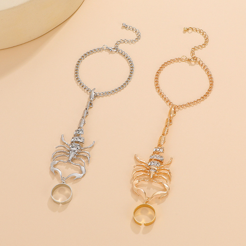 WANZHI jauna panka zelta pārklājuma inkrustēta cirkona skorpiona rokassprādze sievietēm Pārspīlēta dzīvnieku savienošana ar pirkstiem rokassprādze ballīšu rotaslietas