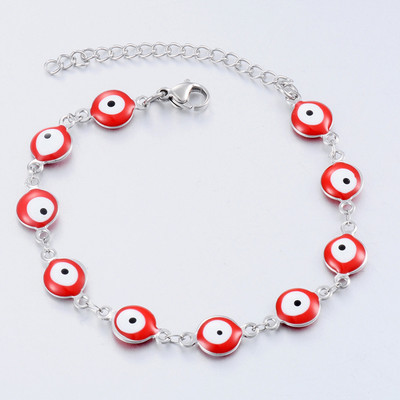 Nerūsējošā tērauda sieviešu acu emaljas krelles rokassprādzes rotaslietas vīriešiem un sievietēm dāvana 8mm 16cm + 3cm garš