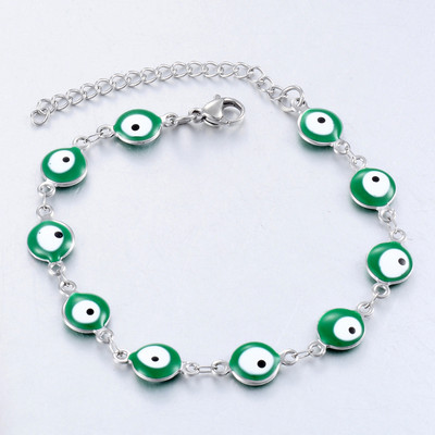 Nerūsējošā tērauda sieviešu acu emaljas krelles rokassprādzes rotaslietas vīriešiem un sievietēm dāvana 8mm 16cm + 3cm garš