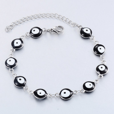 Nerūsējošā tērauda sieviešu acu emaljas krelles rokassprādzes rotaslietas vīriešiem un sievietēm dāvana 8mm 16cm + 3cm garš