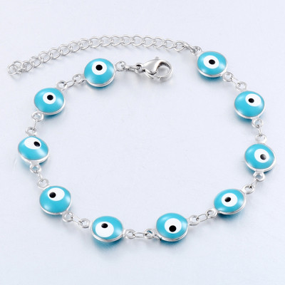 Nerūsējošā tērauda sieviešu acu emaljas krelles rokassprādzes rotaslietas vīriešiem un sievietēm dāvana 8mm 16cm + 3cm garš