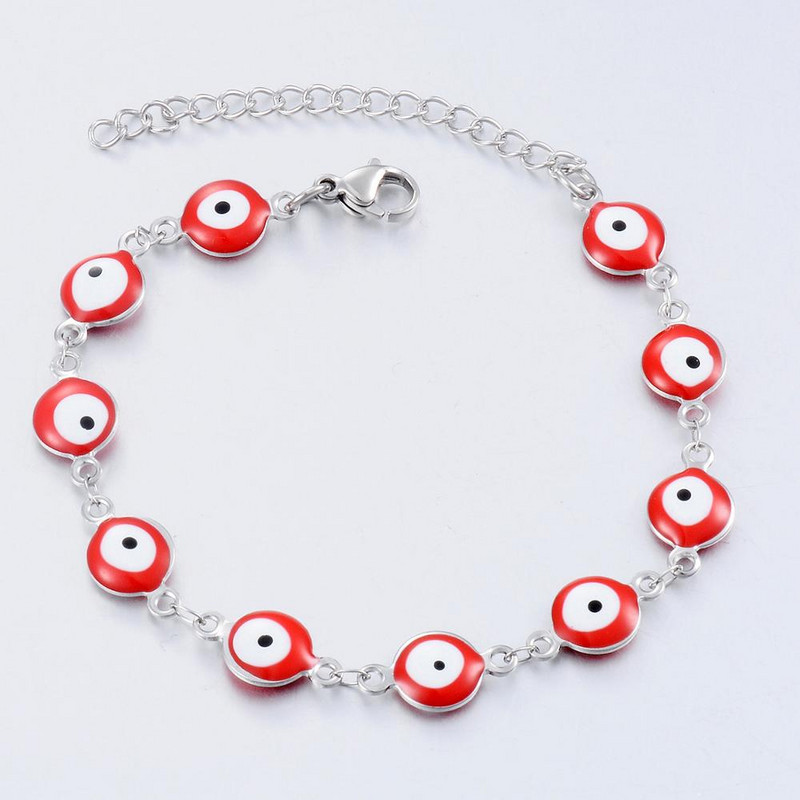 Nerūsējošā tērauda sieviešu acu emaljas krelles rokassprādzes rotaslietas vīriešiem un sievietēm dāvana 8mm 16cm + 3cm garš