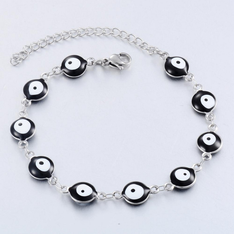 Nerūsējošā tērauda sieviešu acu emaljas krelles rokassprādzes rotaslietas vīriešiem un sievietēm dāvana 8mm 16cm + 3cm garš