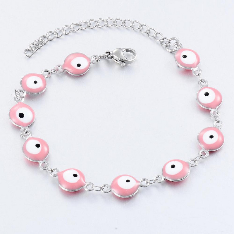 Nerūsējošā tērauda sieviešu acu emaljas krelles rokassprādzes rotaslietas vīriešiem un sievietēm dāvana 8mm 16cm + 3cm garš