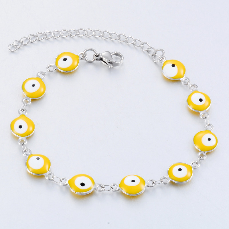 Nerūsējošā tērauda sieviešu acu emaljas krelles rokassprādzes rotaslietas vīriešiem un sievietēm dāvana 8mm 16cm + 3cm garš