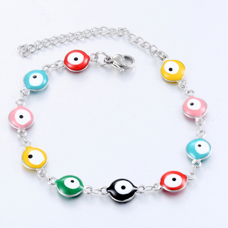 Nerūsējošā tērauda sieviešu acu emaljas krelles rokassprādzes rotaslietas vīriešiem un sievietēm dāvana 8mm 16cm + 3cm garš