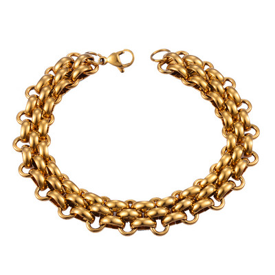 Roku darbs no nerūsējošā tērauda ķēdes zelta krāsas rokassprādzes vīriešu hiphopa augstas kvalitātes modes rotaslietas