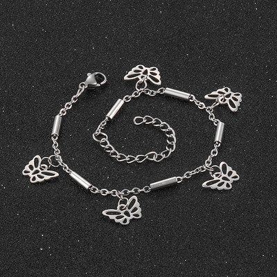 Sieviešu modes rokassprādze nerūsējošā tērauda tauriņu raksts augstas kvalitātes rotaslietas garums 16 cm 5 cm pagarinājuma ķēde