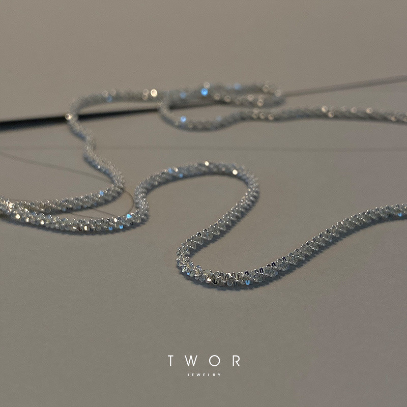 Populāra dzirkstoša kaklarota sievietēm, atslēgas kaula ķēde, sudraba krāsa, modes rotaslietas kāzu ballītei dzimšanas dienas dāvana