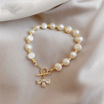 Κομψό μπαρόκ μαργαριταρένιο βραχιόλι 2021 για γυναίκα Πολυτελές κρεμαστό βραχιόλι ζιργκόν μέλισσα Γλυκά κοσμήματα για κορίτσια