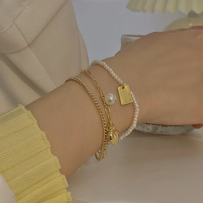 2021 m. Elegantiška baroko perlų styginių apyrankė moterims Prabangi cirkonio bičių apyrankė Madingi mergaitės saldūs papuošalai