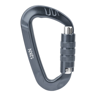 12KN karabinų spaustukai, alpinizmo speles, laipiojimo uolomis karabinas D formos saugos pagrindinio sraigtinio užrakto sagties laipiojimo įranga