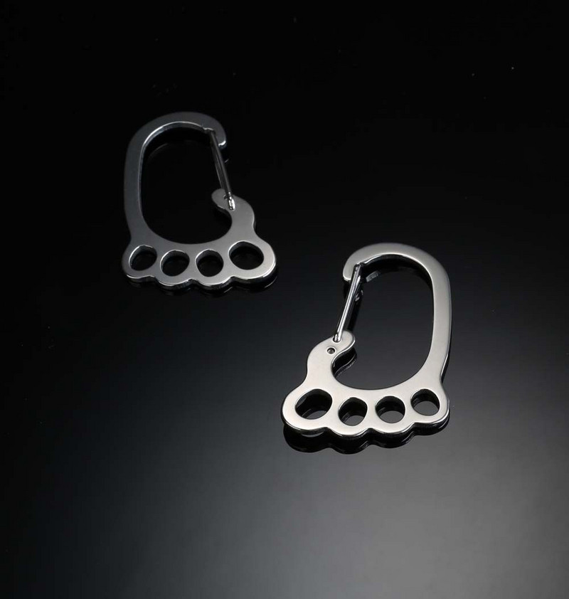 Žiedo laikiklis sagtis Sidabrinės spalvos su 4 raktų pakabukais Lengvas raktų pakabuko laikiklis Didelės pėdos Raktų pakabukas Automobilio raktų pakabukas Automobilio raktų segtukas