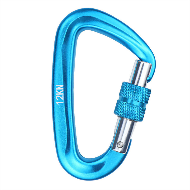 Profesionāla kāpšanas karabīne D formas alpīnisma sprādzes āķis 12KN drošības slēdzene āra kāpšanas aprīkojuma piederums