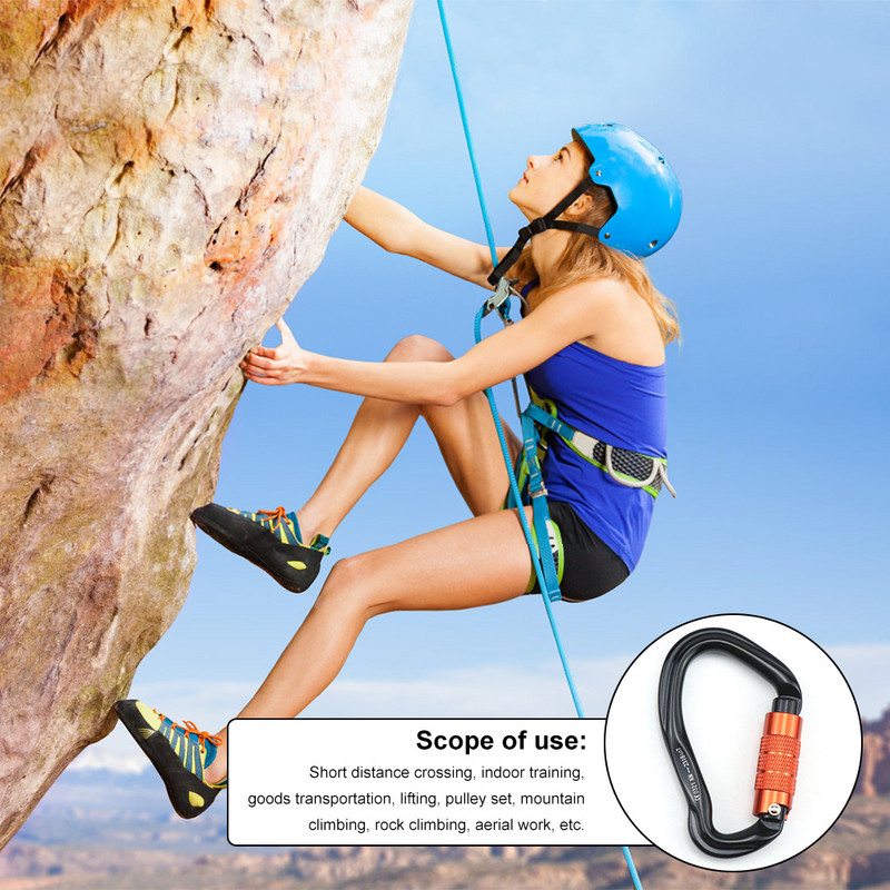 Kāpšanas karabīne āra kempings mugursoma Alumīnija sprādze D veida gredzenu atslēgu piekariņa klipsis alpīnisma atkārtoti lietojama karabīne