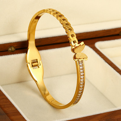 FLASHBUY jaunas inkrustācijas kristāla cirkona sirds bambusa nerūsējošā tērauda rokassprādzes sievietēm šarms zelta krāsā aksesuāri dāvana