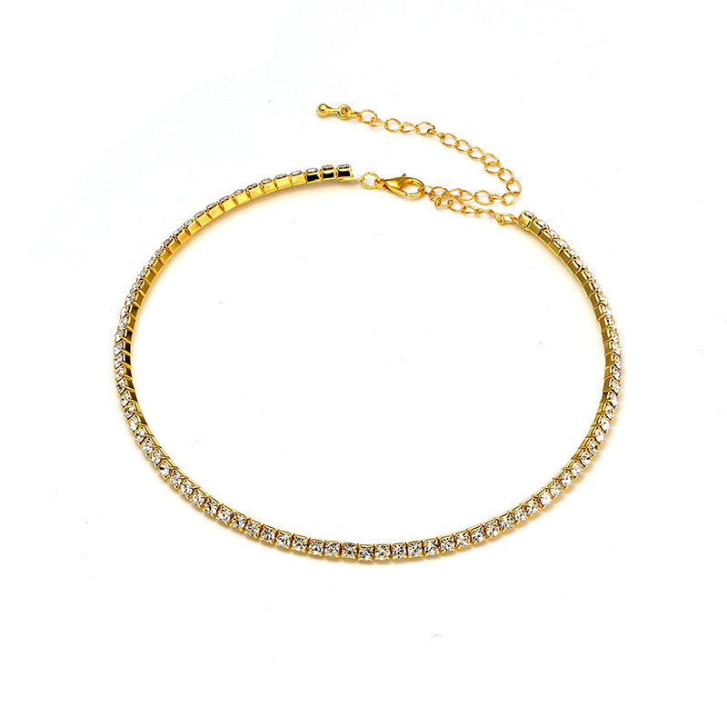 TREAZY Sieviešu kristāla Diamante 1 rindu Rhinestone Kaklarota Kāzu Līgavas Ballīte Apkakle Kaklasiksna Ķēdes Kaklarota Rotaslietas Dāvana