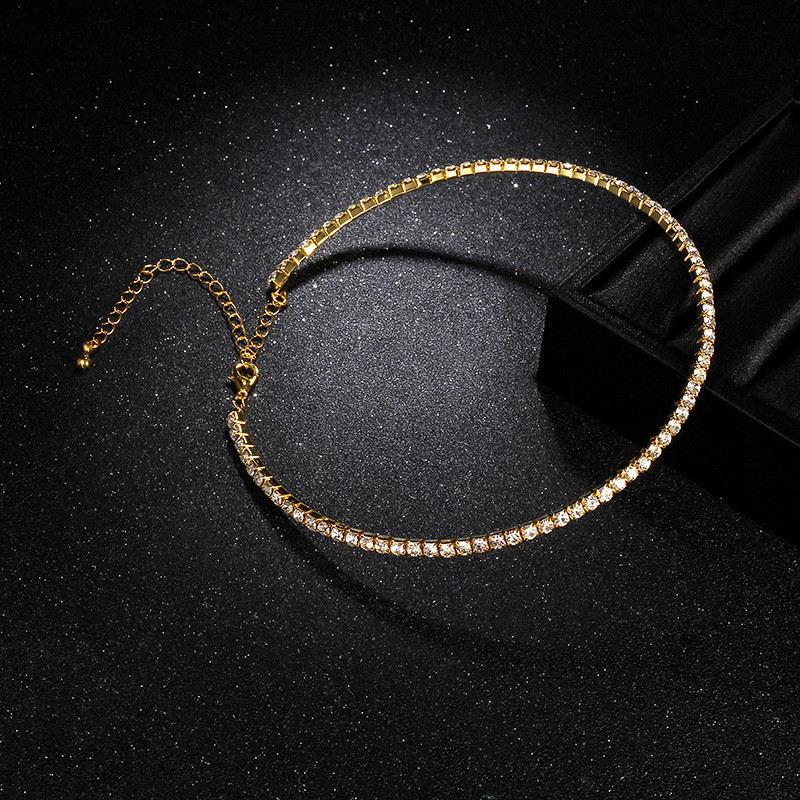 TREAZY Sieviešu kristāla Diamante 1 rindu Rhinestone Kaklarota Kāzu Līgavas Ballīte Apkakle Kaklasiksna Ķēdes Kaklarota Rotaslietas Dāvana