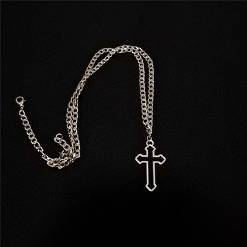 Κολιέ με κρεμαστό κόσμημα γοτθικού κοίλου σταυρού Ασημί χρώμα Cool Κολιέ στυλ δρόμου για άνδρες Γυναικείο δώρο Χονδρικό κοσμήματα λαιμού
