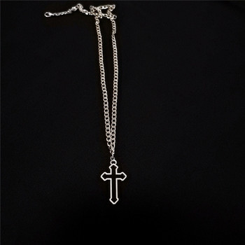 Κολιέ με κρεμαστό κόσμημα γοτθικού κοίλου σταυρού Ασημί χρώμα Cool Κολιέ στυλ δρόμου για άνδρες Γυναικείο δώρο Χονδρικό κοσμήματα λαιμού