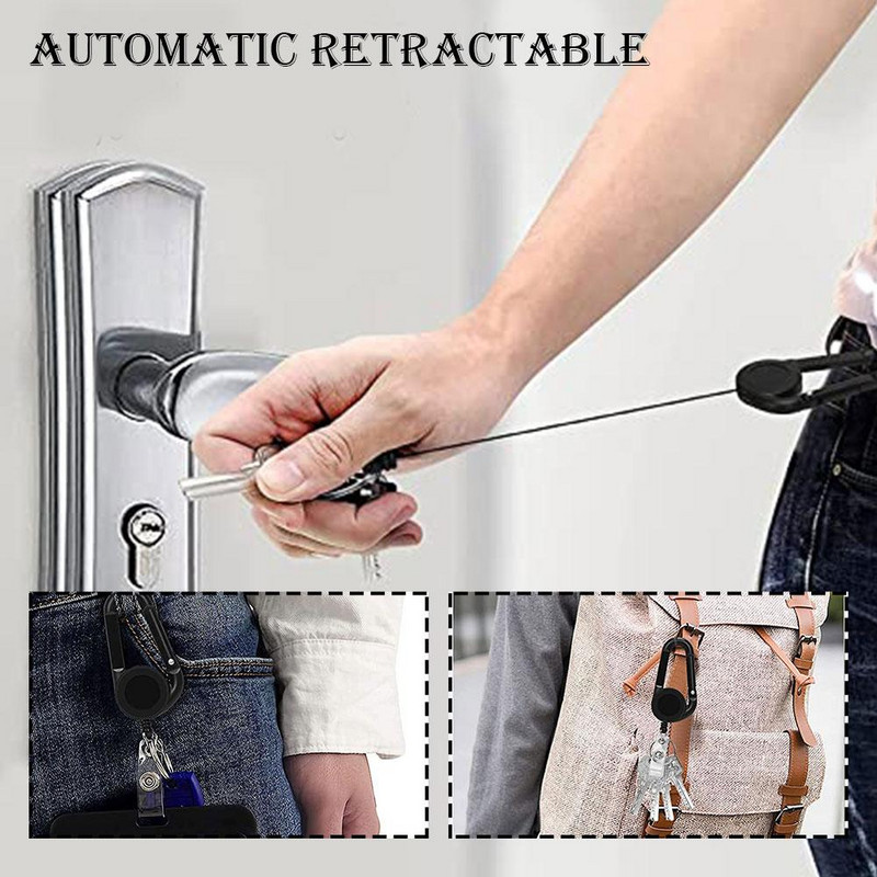 Kempinga teleskopiskais atslēgu piekariņš atslēgu piekariņa klipsis Izvelkams atslēgu piekari Kempinga kāpšanas atslēgu piekariņš āra atslēgu piekariņš pret pazaudēšanu