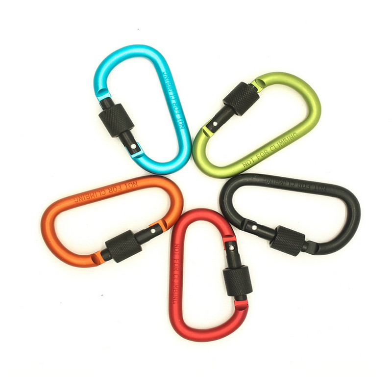 Paracord 8cm alumīnija karabīnes ķēdes klipsis Rotary Lock D gredzens sprādzes atslēgas gredzens kempinga kalnu āķis āra ceļojumu komplekts