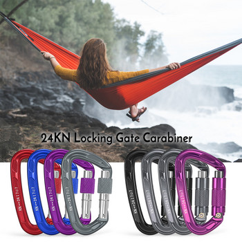 Εξωτερική 24KN Twist Locking Gate Carabiner Auto Lock Πόρπη D-ring Climbing Rappelling Canyoning Αιώρα Κλιπ κλειδώματος