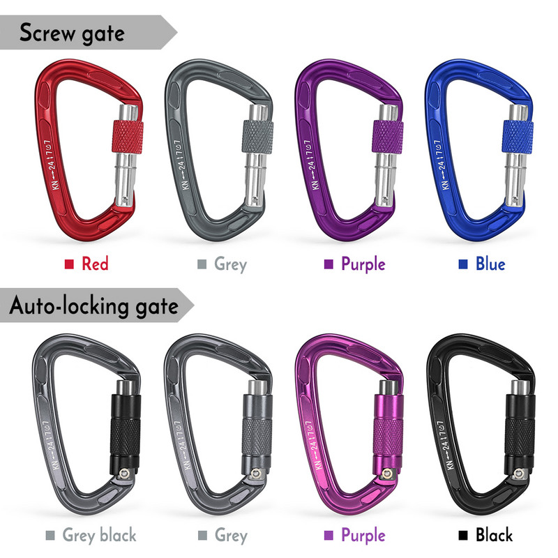 Āra 24KN Twist bloķēšanas vārtu karabīne Auto Lock D-gredzenu sprādzes kāpšana repeling canyoning šūpuļtīkls bloķēšanas klips