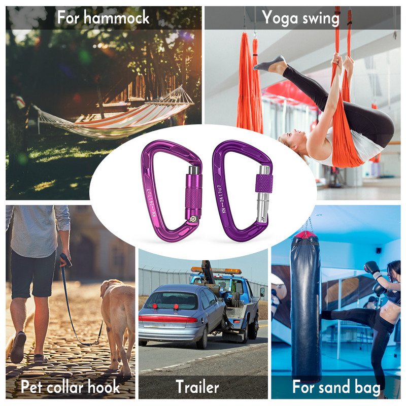 Āra 24KN Twist bloķēšanas vārtu karabīne Auto Lock D-gredzenu sprādzes kāpšana repeling canyoning šūpuļtīkls bloķēšanas klips