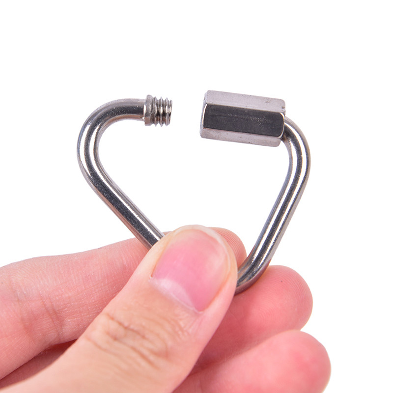 1 gab. Trīsstūrveida karabīne nerūsējošā tērauda atslēgu piekariņa skava āķis sprādzes skrūves slēdzene Jaunums